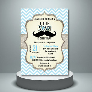 Invitación El pequeño hombre está en camino   Mustache Baby S