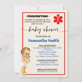 Invitación El pequeño Médico está en camino a la Baby Shower 