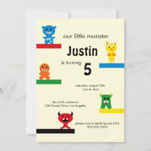 Invitación El pequeño monstruo lindo embroma a la fiesta de
