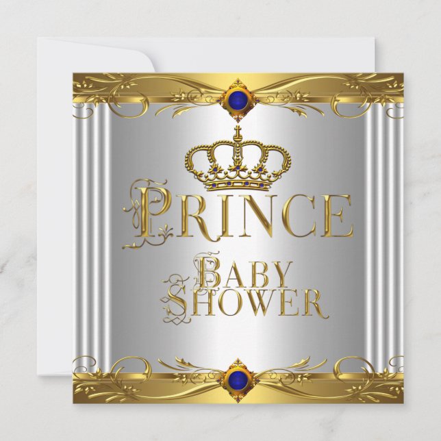 Invitación El pequeño príncipe Baby Shower Boy Regal Corona A (Anverso)