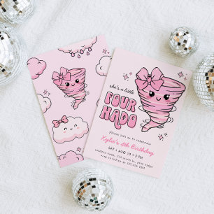 Invitación El pequeño Tornado Rosado de Fournado cuarto cumpl