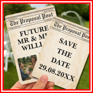 Invitación El periódico Rustic Fun Photo Salva La Fecha