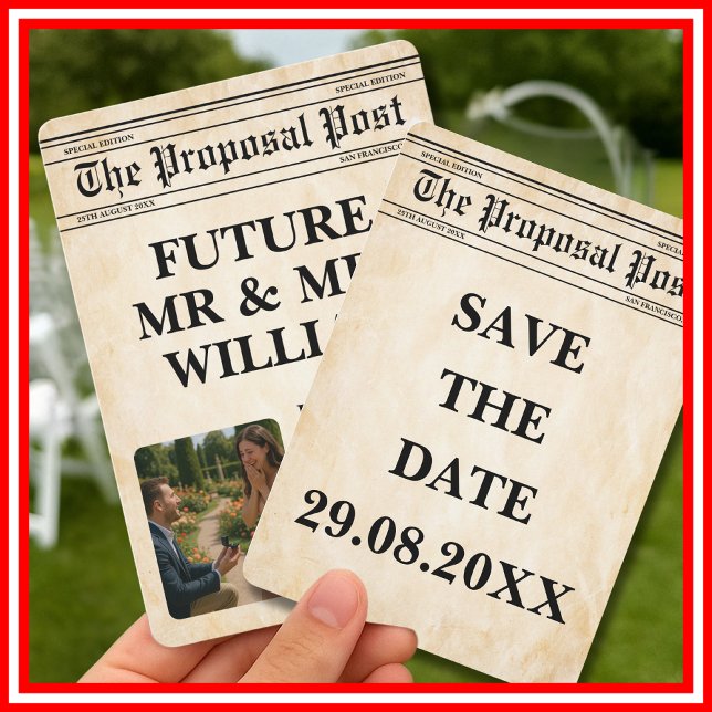 Invitación El periódico Rustic Fun Photo Salva La Fecha (Subido por el creador)