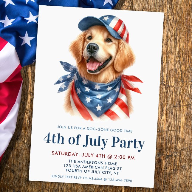 Invitación El Perro 4 De Julio Fiesta Labrador Patriótico (Subido por el creador)