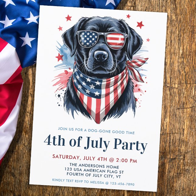 Invitación El Perro 4 De Julio Fiesta Labrador Patriótico (Subido por el creador)