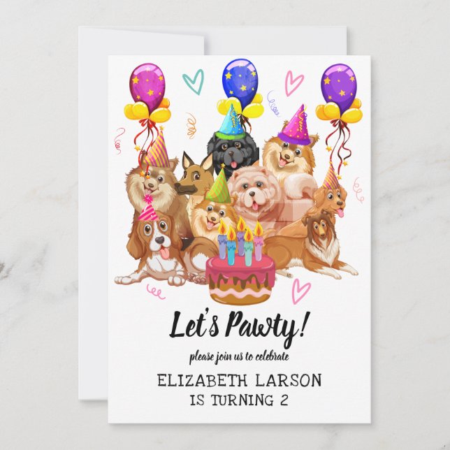 Invitación El Perro Cachorro De Cachorro Le Permite Celebrar  (Anverso)