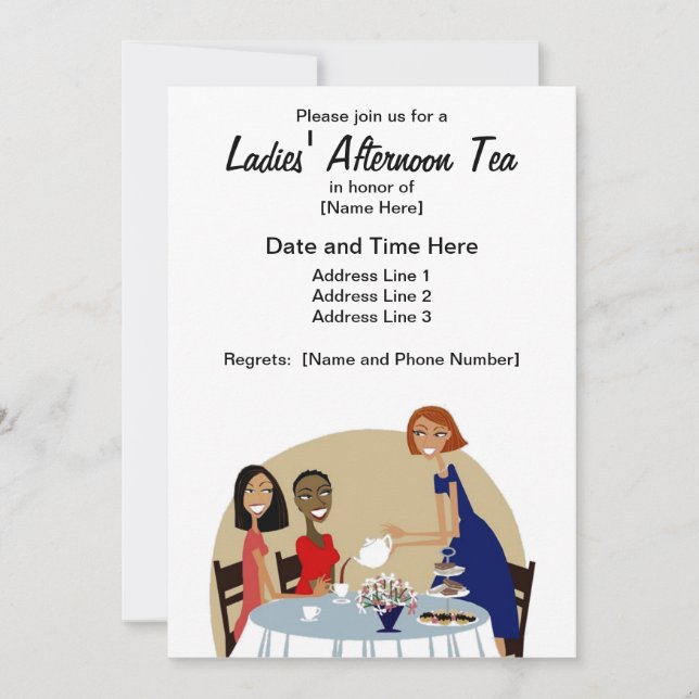 Invitación El personalizado del té de la tarde de las señoras (Anverso)