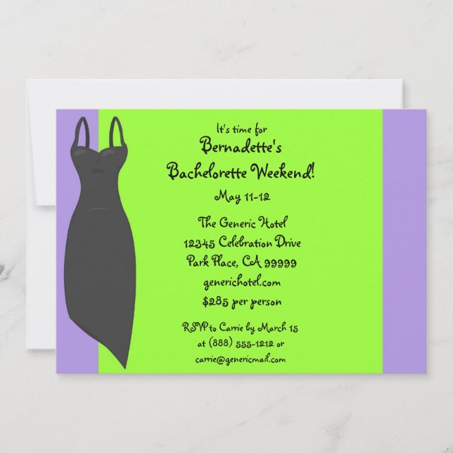 Invitación El personalizado del vestido del negro del fin de (Anverso)