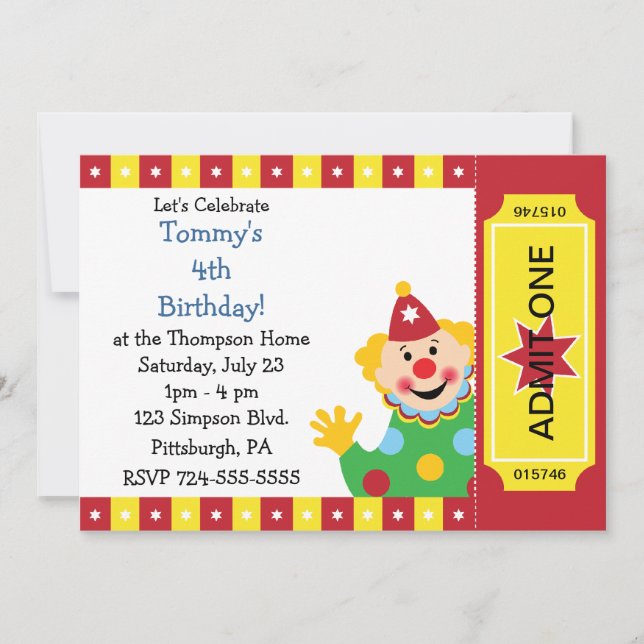 Invitación El personalizado embroma a la fiesta de cumpleaños (Anverso)
