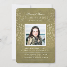 Invitación El personalizado floral de oro de la foto de la