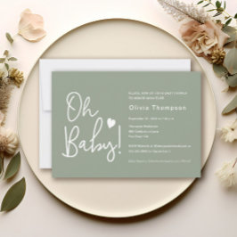 Invitación El Personalizado moderno de Baby Shower Sage Green