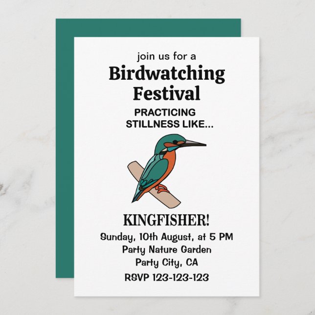 Invitación El pescador del rey practica la quietud como el pe (Anverso / Reverso)