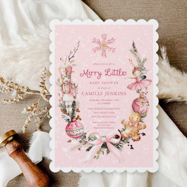 Invitación El petasta moro pequeño Baby Shower (Christmas Girl baby shower invitation)