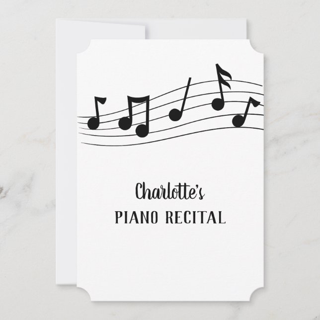 Invitación El Piano Recital del Niño Otro Evento Musical (Anverso)