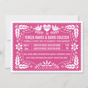 Invitación El picado de papel ama los pájaros boda rosa calie
