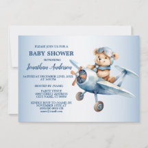 El piloto de Baby Shower Cute Happy Blue Bear es h