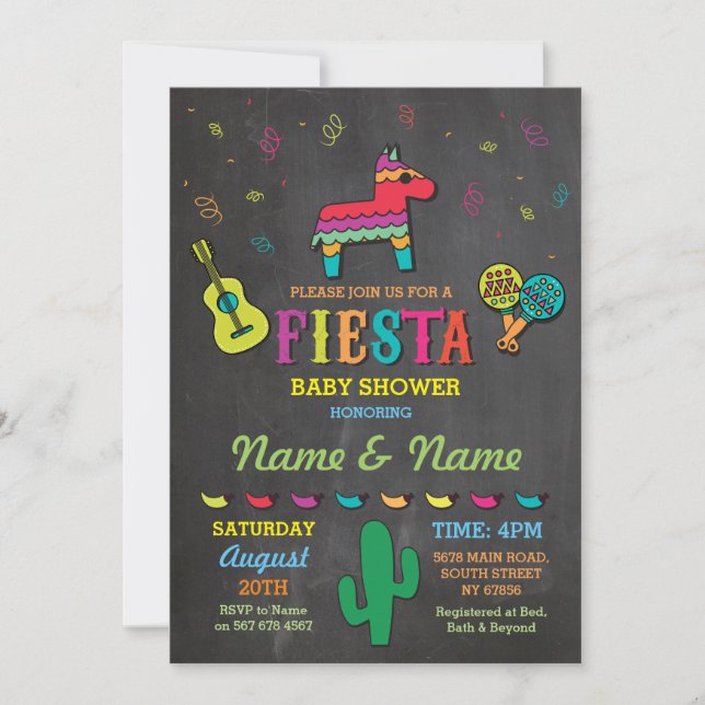 Invitación El Pinata de la tiza de la fiesta junta los padres (Anverso)