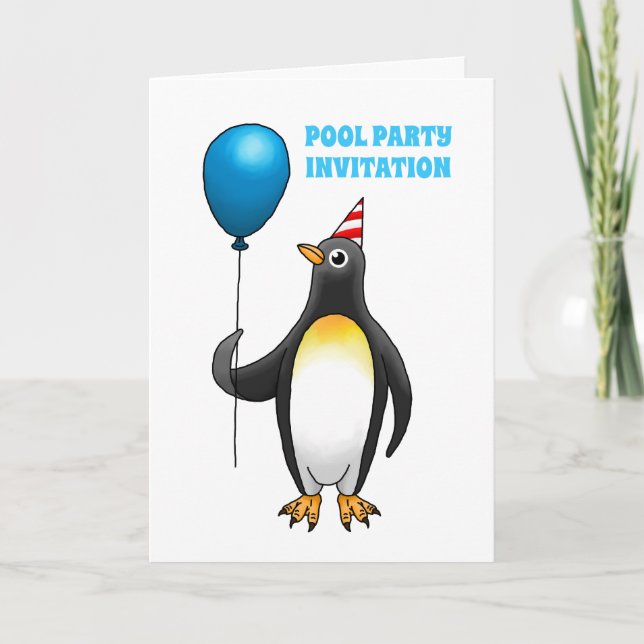 Invitación El pingüino está listo para la fiesta (Anverso)