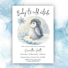 El pingüino frío fuera del Baby Shower invernal