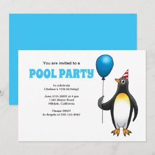 Invitación El pingüino y el globo azul