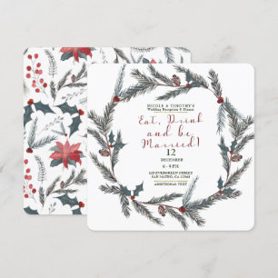 Invitación El pino del invierno que la baya come la bebida