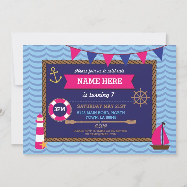 Invitación El pirata náutico de los barcos del marinero de la (Anverso)