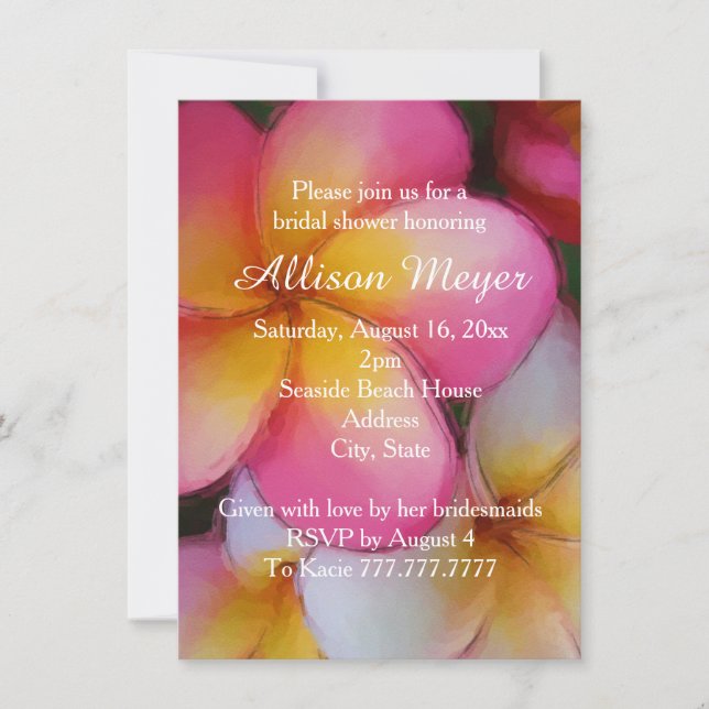Invitación El Plumeria del Frangipani florece la ducha (Anverso)