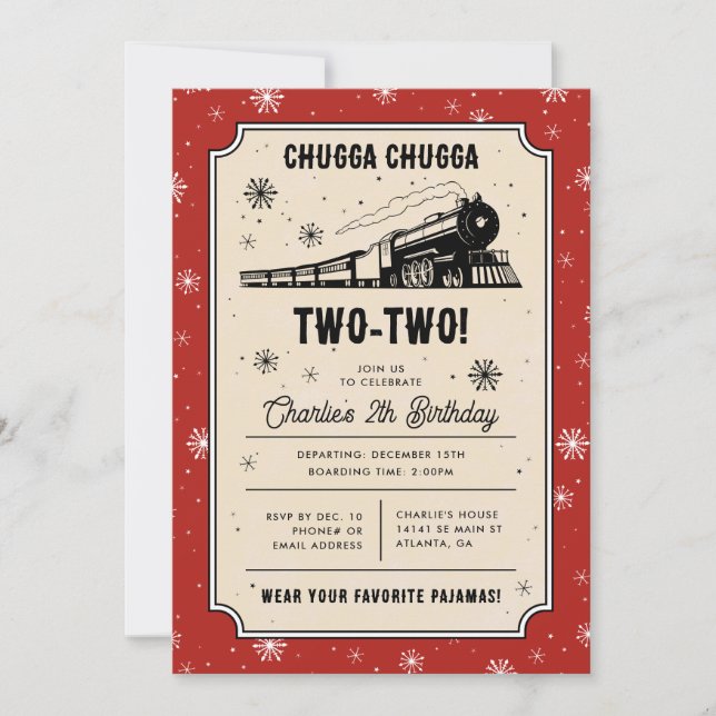 Invitación El Polar Express | Chugga Chugga Dos Cumpleaños (Anverso)