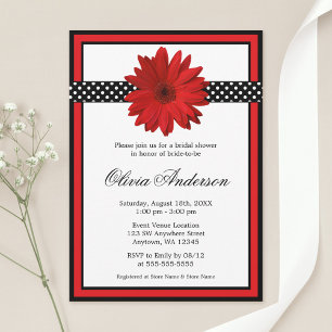 Invitación El polka negro rojo marica la ducha de la novia