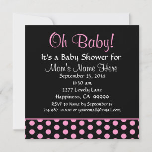 Invitación El Polka Rosa Dots Little Girl Baby Shower