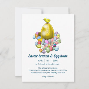 Invitación El pollito de Pascua y el huevo de Pascua dorado