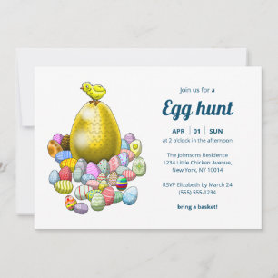 Invitación El pollito de Pascua y el huevo de Pascua dorado
