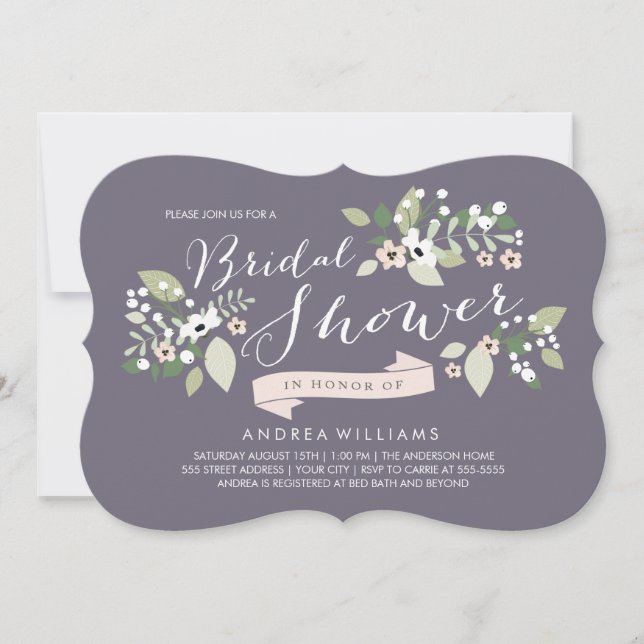 Invitación El prado florece ducha nupcial invita (Anverso)