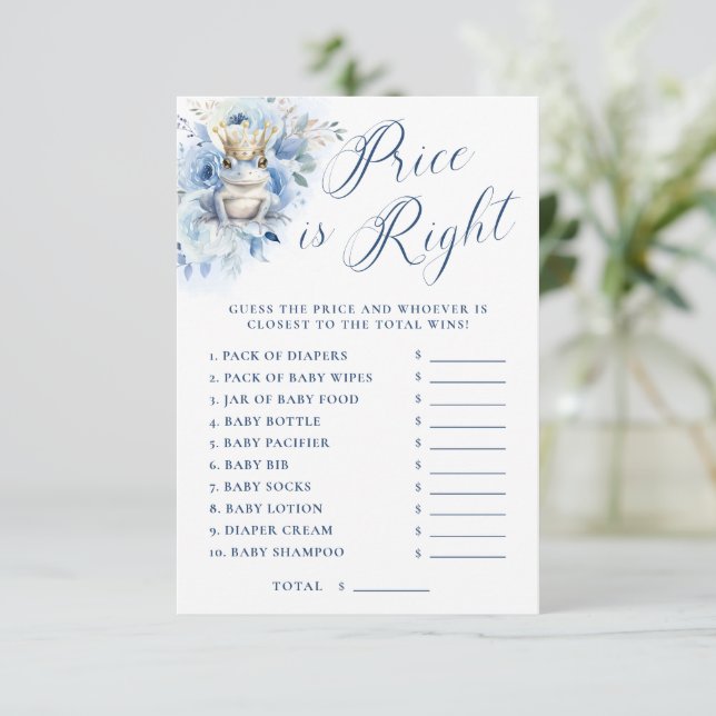 Invitación El precio de la ducha azul real de Prince está bie (Anverso de pie)