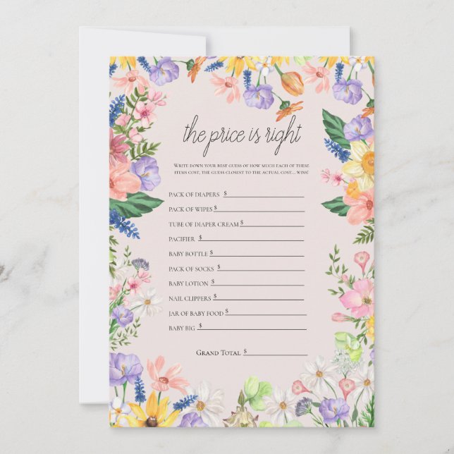 Invitación El precio de la primavera de las flores silvestres (Anverso)