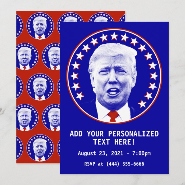 Invitación El presidente Donald Trump en azul (Anverso / Reverso)