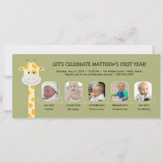 Invitación El primer año de cumpleaños de Whimsy Giraffe Baby