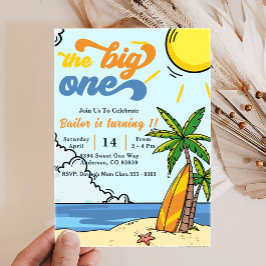 Invitación El primer cumpleaños de la playa Big One Surf Beac