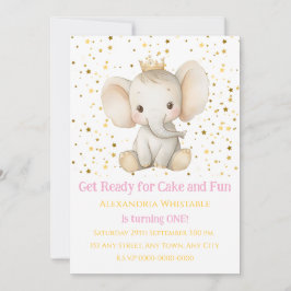 Invitación El primer cumpleaños de la princesa elefante perso