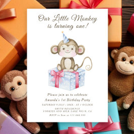 Invitación El primer cumpleaños de nuestro pequeño mono 