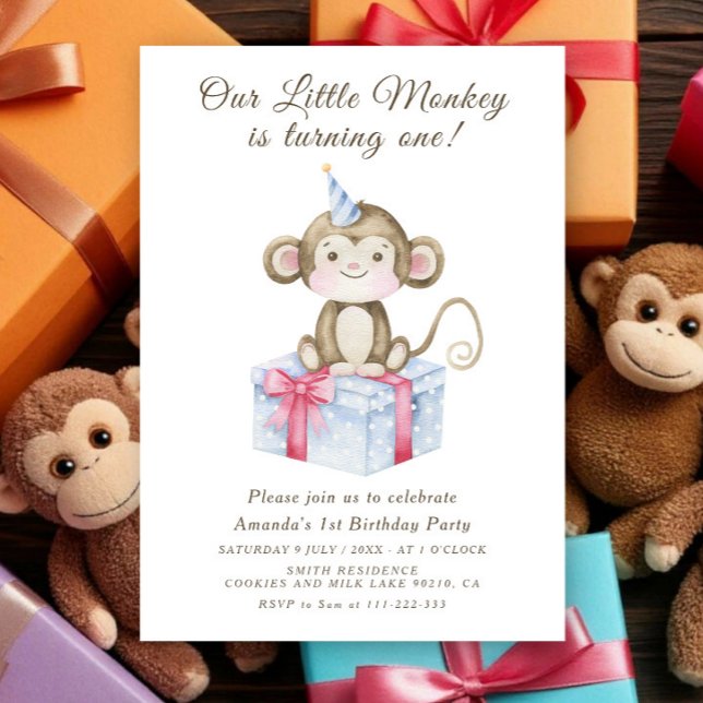 Invitación El primer cumpleaños de nuestro pequeño mono  (Subido por el creador)