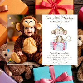 Invitación El primer cumpleaños de nuestro pequeño mono 