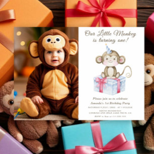 Invitación El primer cumpleaños de nuestro pequeño mono 
