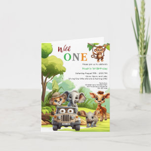 Invitación El primer cumpleaños de un animal salvaje de la ju