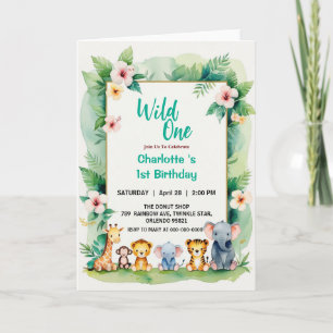 Invitación El primer cumpleaños de un animal salvaje de la ju