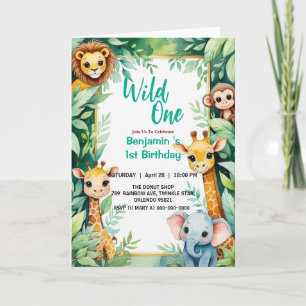 Invitación El primer cumpleaños de un animal salvaje de la ju