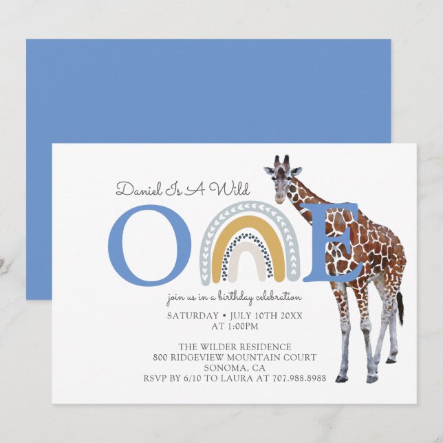 Invitación El primer cumpleaños de un animal salvaje de Safar (Anverso / Reverso)