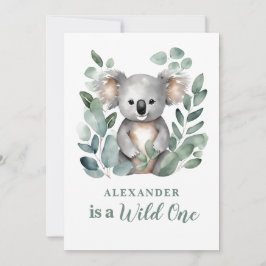 Invitación El primer cumpleaños de un niño con un animal de K