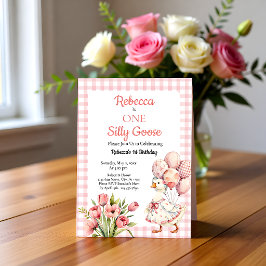 Invitación El primer cumpleaños de una chica gansa tonta