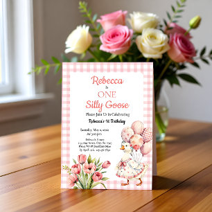 Invitación El primer cumpleaños de una chica gansa tonta